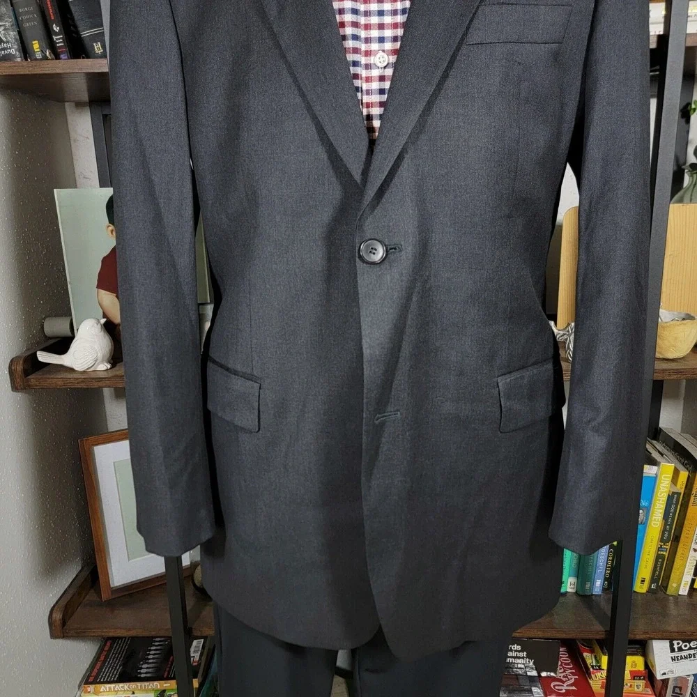 Hugo Boss Pasolinl movie Men's Sport Coat Blazer Two Button Black‎ Charcoal 42L